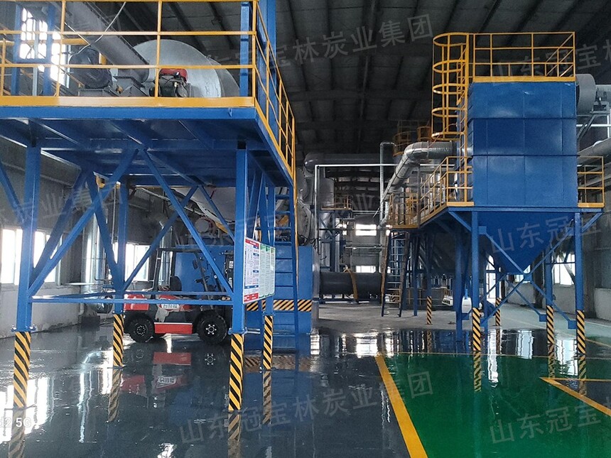 Industrial equipment at the Xinjiang activated carbon facility