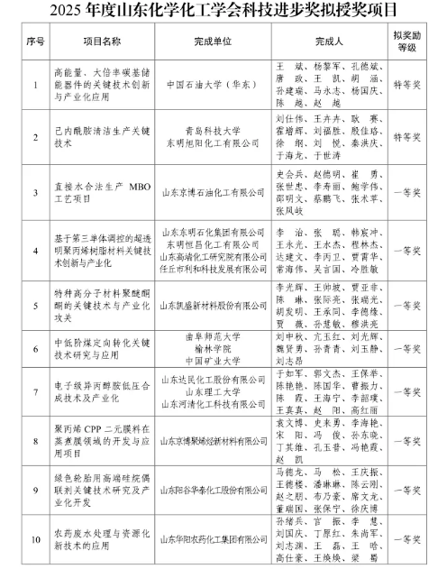 Guanbaolin and China University of Petroleum Receive a Special Prize in the 2025 Shandong Chemical Society Awards